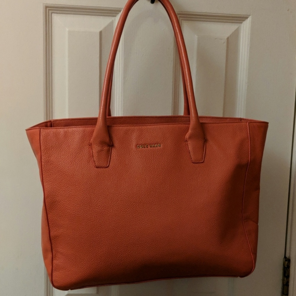Cole Haan pebbled leather coral tote